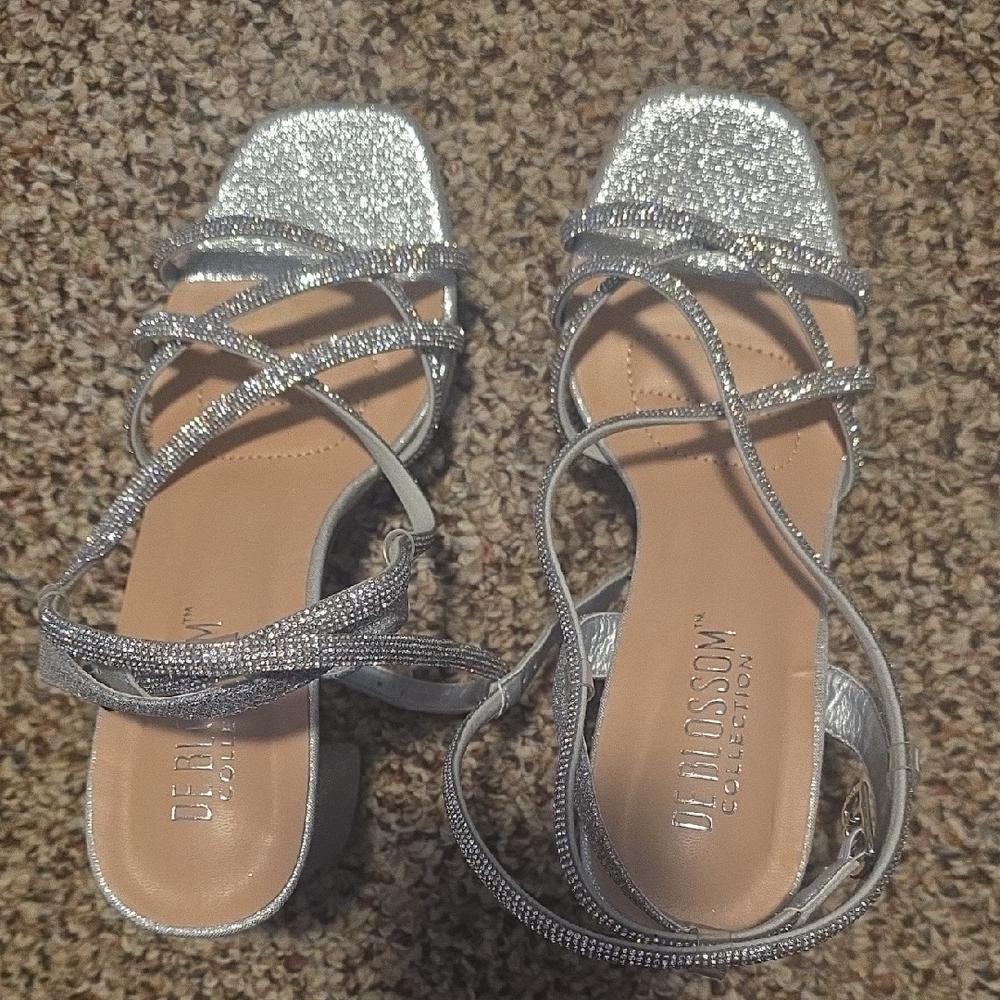 De Blossom Collection Glittering Silver Heels